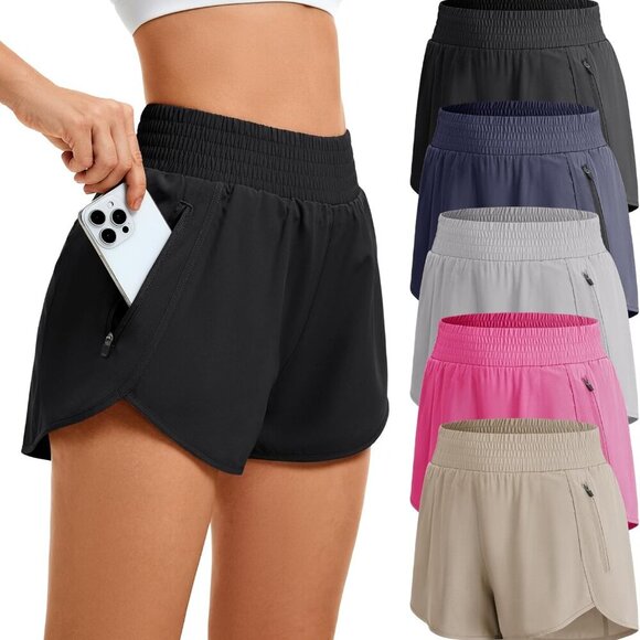 Women's Athletic Workout Shorts High Waisted Elastic Running Shorts with Pockets - Picture 1 of 5